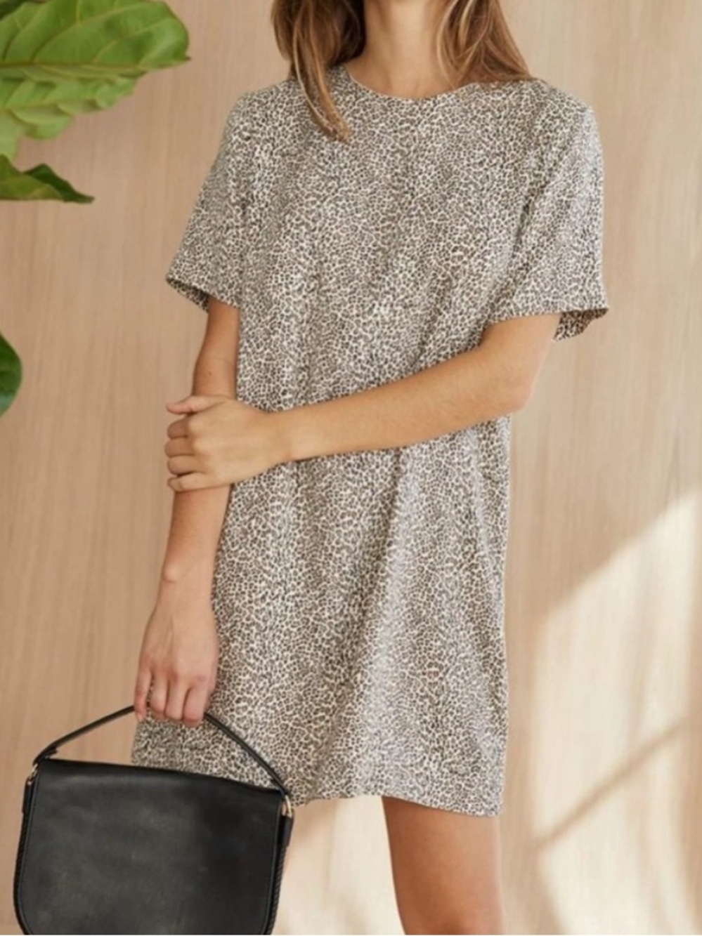 Jenni Kayne Leopard Soft Jersey Short Sleeve T Shirt Dress L